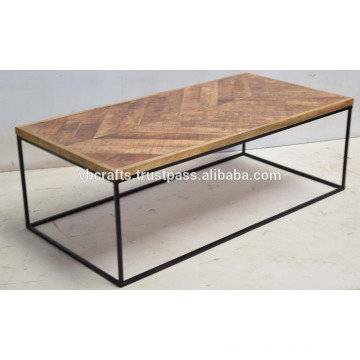 Industrial Urban Loft Modern Coffee Table Mango Wood Top